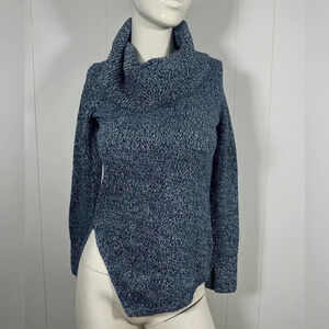 White House Black Market Turtle Neck Sweater Metallic Blue